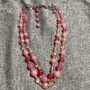 Dual strand pink beaded necklace